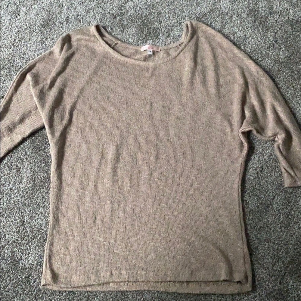 3/4 sleeve brown blouse